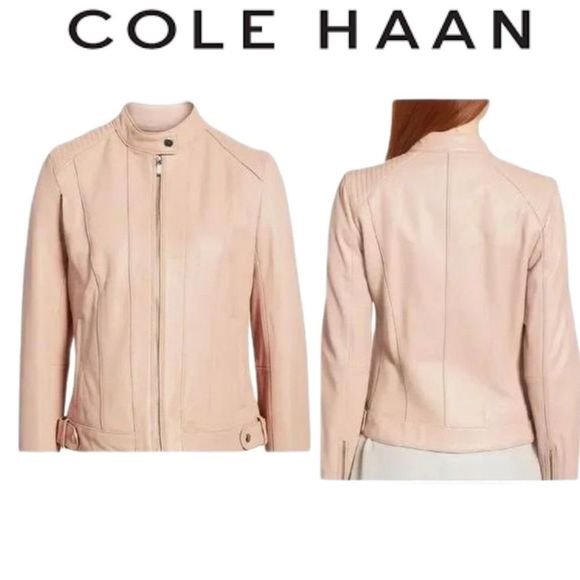 Cole Haan Jackets & Blazers - COLE HAAN SIGNATURE LEATHER NUDE MOTO JACKET Large